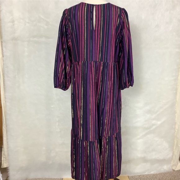 Marine Layer Alice Midi Dress in Lurex Multi-stripe | Size L - Picture 5 of 9